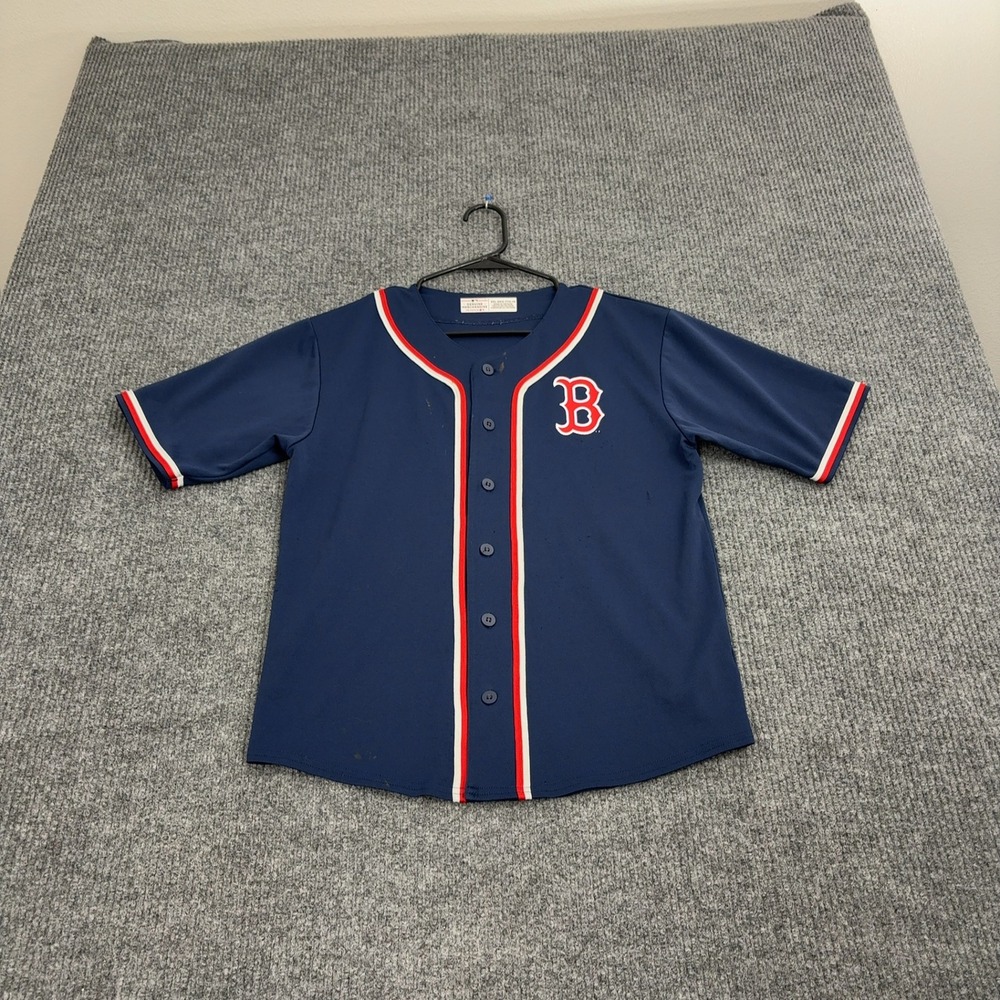 Boston Red Sox Genuine Merchandise Jersey Youth XXL Blue Button Up Baseball MLB